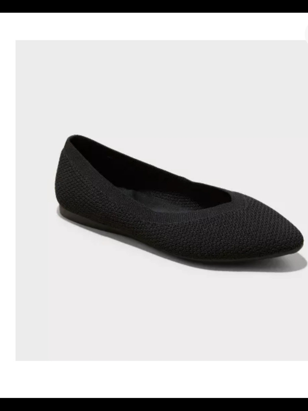 a new day Black Knit Pointed Toe Slip-On Flat Women's Size 10